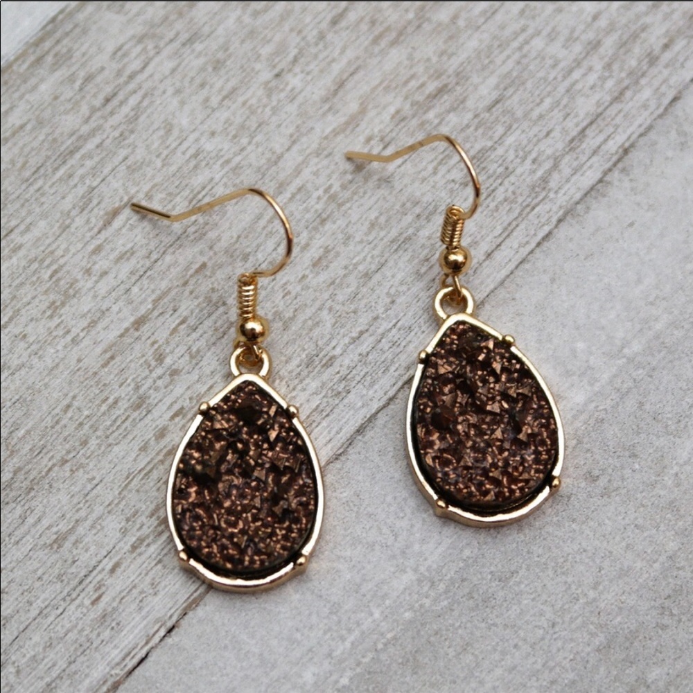Brown Druzy Earrings